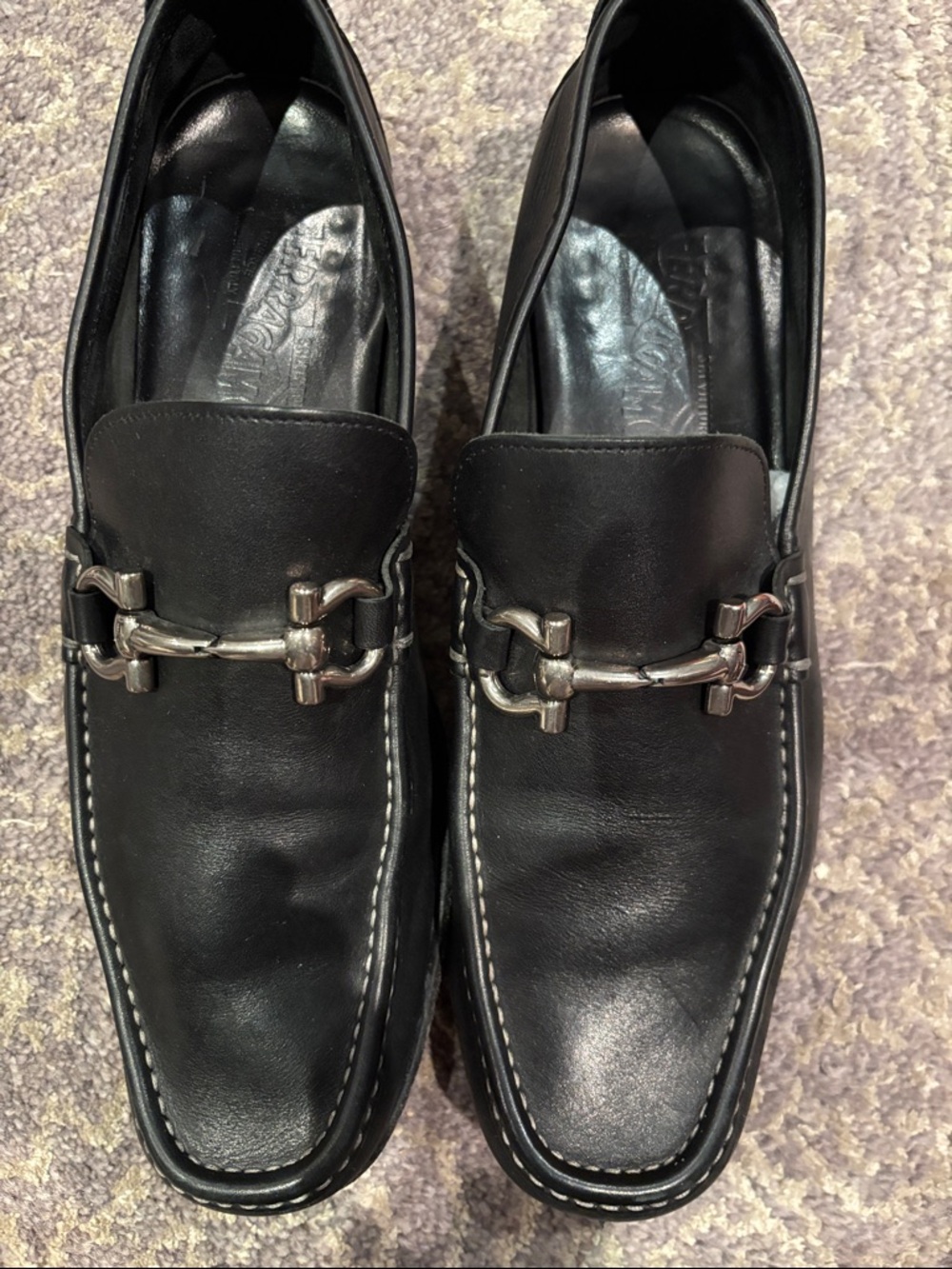 Salvatore Ferragamo Black Leather Metal Bit Loafers - Picture 2 of 14